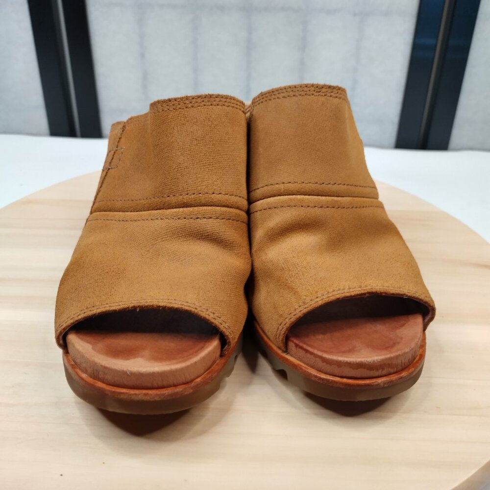 Sorel Joanie Mule I Leather Camel Brown Wedge Sandals Women US 9 - Picture 4 of 15